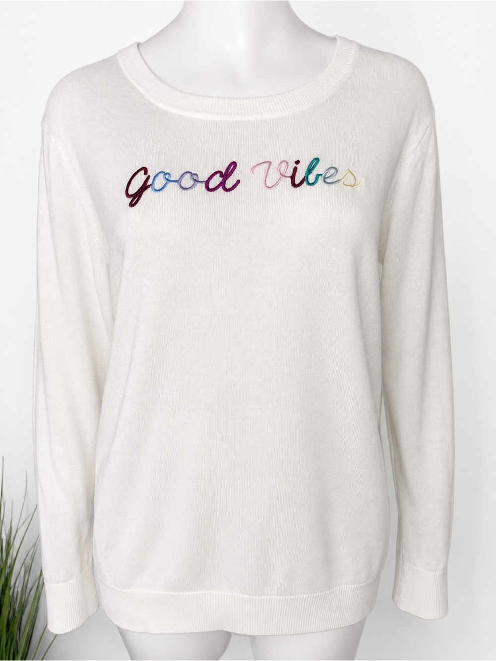 GAP Factory Good Vibes Embroidered Crewneck Sweater XL NWT